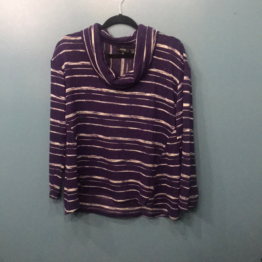 Purple and White Sparkly Striped Turtleneck
